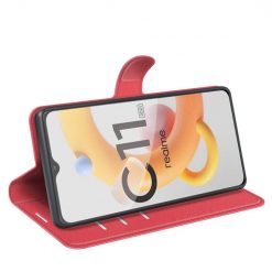 Lacné Kryty | Peňaženkové puzdro Litchi červené – Realme C11 2021 | Lacné Kryty