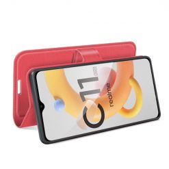 Lacné Kryty | Peňaženkové puzdro Litchi červené – Realme C11 2021 | Lacné Kryty