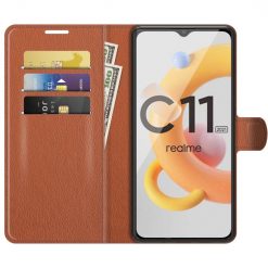 Peňaženkové puzdro Litchi hnedé – Realme C11 2021 | Lacné Kryty Lacné Kryty | Peňaženkové puzdro Litchi hnedé – Realme C11 2021 | Lacné Kryty