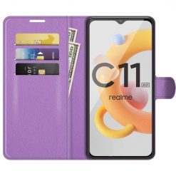 Peňaženkové puzdro Litchi fialové – Realme C11 2021 | Lacné Kryty Lacné Kryty | Peňaženkové puzdro Litchi fialové – Realme C11 2021 | Lacné Kryty