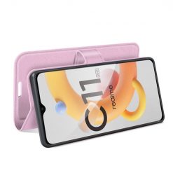 Lacné Kryty | Peňaženkové puzdro Litchi bledoružové – Realme C11 2021 | Lacné Kryty