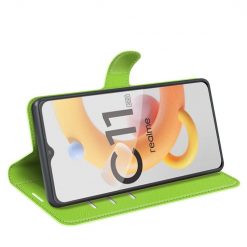 Lacné Kryty | Peňaženkové puzdro Litchi limetkové – Realme C11 2021 | Lacné Kryty