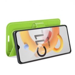 Lacné Kryty | Peňaženkové puzdro Litchi limetkové – Realme C11 2021 | Lacné Kryty