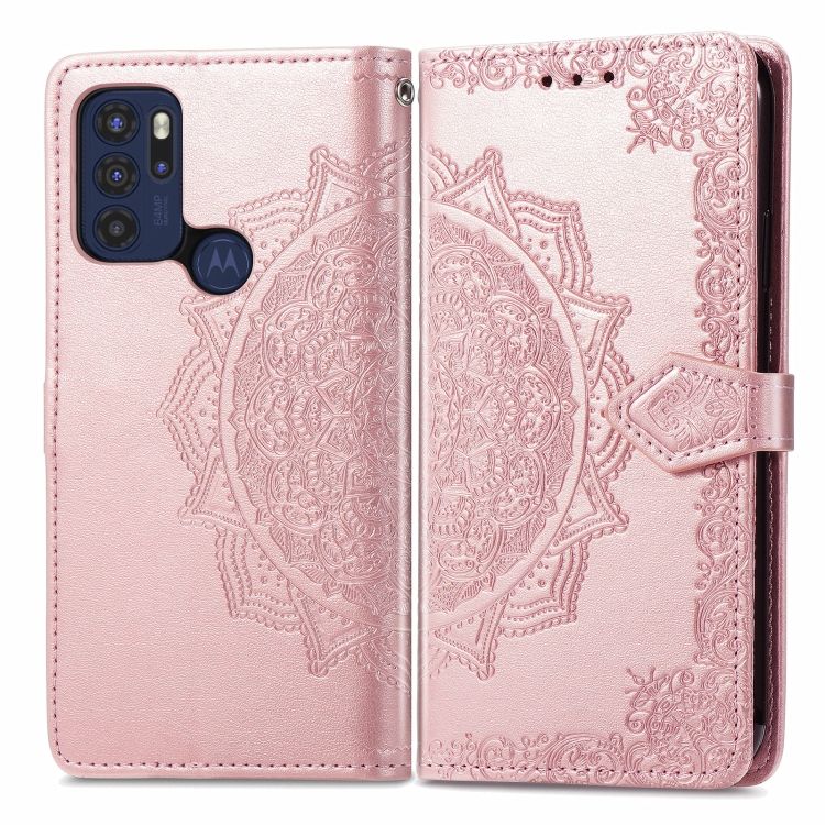 Peňaženkové puzdro Embossing Pattern Mandala Flower ružové – Motorola Moto G60s