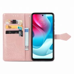 Lacné Kryty | Peňaženkové puzdro Embossing Pattern Mandala Flower ružové – Motorola Moto G60s | Lacné Kryty