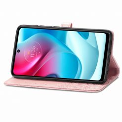 Lacné Kryty | Peňaženkové puzdro Embossing Pattern Mandala Flower ružové – Motorola Moto G60s | Lacné Kryty