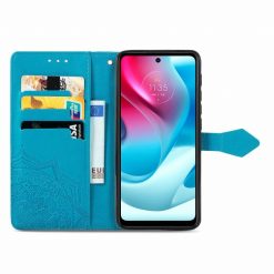 Peňaženkové puzdro Embossing Pattern Mandala Flower modré – Motorola Moto G60s | Lacné Kryty Lacné Kryty | Peňaženkové puzdro Embossing Pattern Mandala Flower modré – Motorola Moto G60s | Lacné Kryty