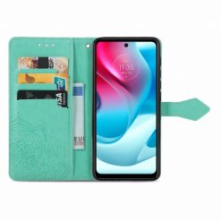 Lacné Kryty | Peňaženkové puzdro Embossing Pattern Mandala Flower zelené – Motorola Moto G60s | Lacné Kryty