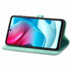 Lacné Kryty | Peňaženkové puzdro Embossing Pattern Mandala Flower zelené – Motorola Moto G60s | Lacné Kryty