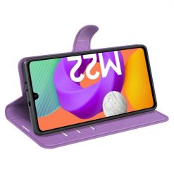 Peňaženkové puzdro Litchi fialové – Samsung Galaxy M22 | Lacné Kryty Lacné Kryty | Peňaženkové puzdro Litchi fialové – Samsung Galaxy M22 | Lacné Kryty