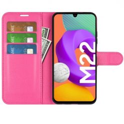Lacné Kryty | Peňaženkové puzdro Litchi ružové – Samsung Galaxy M22 | Lacné Kryty