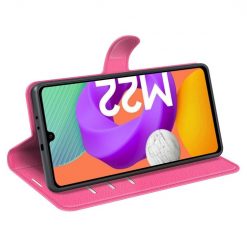 Lacné Kryty | Peňaženkové puzdro Litchi ružové – Samsung Galaxy M22 | Lacné Kryty