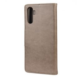 Lacné Kryty | Peňaženkové puzdro Embossing Pattern Motýľ a kvet hnedé – Samsung Galaxy A13 5G | Lacné Kryty