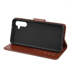 Peňaženkové puzdro Embossing Pattern Motýľ a kvet tmavohnedé – Samsung Galaxy A13 5G | Lacné Kryty Lacné Kryty | Peňaženkové puzdro Embossing Pattern Motýľ a kvet tmavohnedé – Samsung Galaxy A13 5G | Lacné Kryty