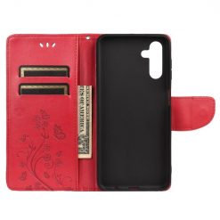 Peňaženkové puzdro Embossing Pattern Motýľ a kvet červené – Samsung Galaxy A13 5G | Lacné Kryty Lacné Kryty | Peňaženkové puzdro Embossing Pattern Motýľ a kvet červené – Samsung Galaxy A13 5G | Lacné Kryty
