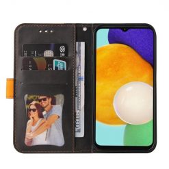 Lacné Kryty | Peňaženkové puzdro Stitching čierno-oranžové – Samsung Galaxy A13 5G | Lacné Kryty