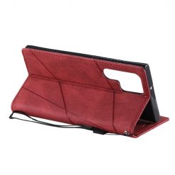 Knižkové puzdro Rhombus červené – Samsung Galaxy S22 Ultra | Lacné Kryty Lacné Kryty | Knižkové puzdro Rhombus červené – Samsung Galaxy S22 Ultra | Lacné Kryty