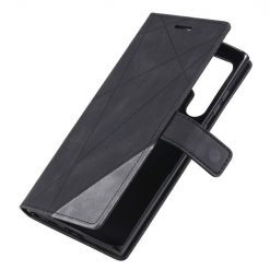 Lacné Kryty | Knižkové puzdro Rhombus čierne – Samsung Galaxy S22 Ultra | Lacné Kryty