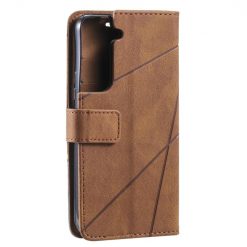 Lacné Kryty | Knižkové puzdro Rhombus hnedé – Samsung Galaxy S22+ (S22 Plus) | Lacné Kryty