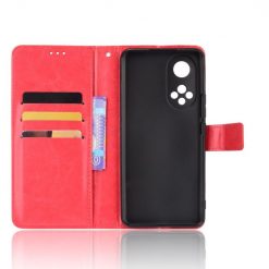 Lacné Kryty | Knižkové puzdro Shockproof Horse Texture červené – Huawei Nova 9 / Honor 50 | Lacné Kryty