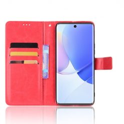 Lacné Kryty | Knižkové puzdro Shockproof Horse Texture červené – Huawei Nova 9 / Honor 50 | Lacné Kryty