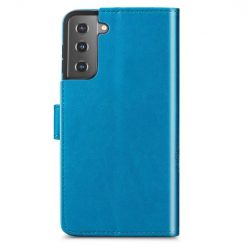 Lacné Kryty | Peňaženkové puzdro Embossing Pattern Štvorlístok modré – Samsung Galaxy S22+ (S22 Plus) | Lacné Kryty