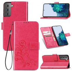 Lacné Kryty | Peňaženkové puzdro Embossing Pattern Štvorlístok ružové – Samsung Galaxy S22 | Lacné Kryty