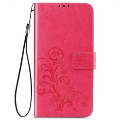 Lacné Kryty | Peňaženkové puzdro Embossing Pattern Štvorlístok ružové – Samsung Galaxy S22+ (S22 Plus)