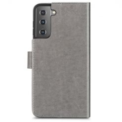 Lacné Kryty | Peňaženkové puzdro Embossing Pattern Štvorlístok sivé – Samsung Galaxy S22+ (S22 Plus) | Lacné Kryty