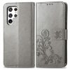 Lacné Kryty | Peňaženkové puzdro Embossing Pattern Štvorlístok fialové – Samsung Galaxy S22 Ultra | Lacné Kryty