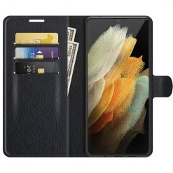 Peňaženkové puzdro Litchi čierne – Samsung Galaxy S22 Ultra | Lacné Kryty Lacné Kryty | Peňaženkové puzdro Litchi čierne – Samsung Galaxy S22 Ultra | Lacné Kryty