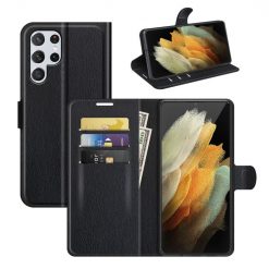Peňaženkové puzdro Litchi čierne – Samsung Galaxy S22 Ultra | Lacné Kryty Lacné Kryty | Peňaženkové puzdro Litchi čierne – Samsung Galaxy S22 Ultra | Lacné Kryty