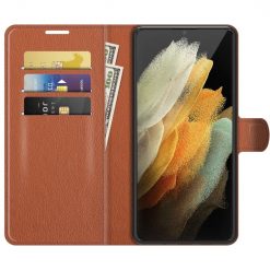 Peňaženkové puzdro Litchi hnedé – Samsung Galaxy S22 Ultra | Lacné Kryty Lacné Kryty | Peňaženkové puzdro Litchi hnedé – Samsung Galaxy S22 Ultra | Lacné Kryty