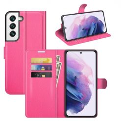 Lacné Kryty | Peňaženkové puzdro Litchi ružové – Samsung Galaxy S22+ (S22 Plus) | Lacné Kryty