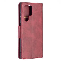 Lacné Kryty | Peňaženkové puzdro Retro Lambskin červené – Samsung Galaxy S22 Ultra | Lacné Kryty