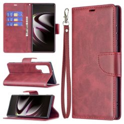 Lacné Kryty | Peňaženkové puzdro Retro Lambskin červené – Samsung Galaxy S22 Ultra | Lacné Kryty