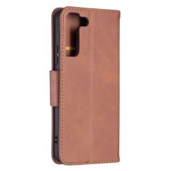 Lacné Kryty | Peňaženkové puzdro Retro Lambskin hnedé – Samsung Galaxy S22+ (S22 Plus) | Lacné Kryty