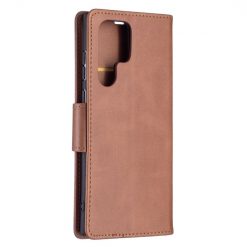 Lacné Kryty | Peňaženkové puzdro Retro Lambskin hnedé – Samsung Galaxy S22 Ultra | Lacné Kryty