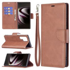 Lacné Kryty | Peňaženkové puzdro Retro Lambskin hnedé – Samsung Galaxy S22 Ultra | Lacné Kryty