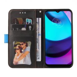 Lacné Kryty | Peňaženkové puzdro Stitching čierno-modré – Motorola Moto E20 / E30 / E40 | Lacné Kryty