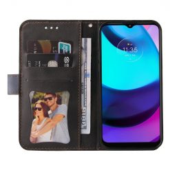 Peňaženkové puzdro Stitching čierno-sivé – Motorola Moto E20 / E30 / E40 | Lacné Kryty Lacné Kryty | Peňaženkové puzdro Stitching čierno-sivé – Motorola Moto E20 / E30 / E40 | Lacné Kryty