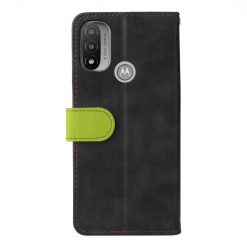 Lacné Kryty | Peňaženkové puzdro Stitching čierno-zelené – Motorola Moto E20 / E30 / E40 | Lacné Kryty