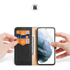 Kožené peňaženkové puzdro Dux Ducis Hivo čierne – Samsung Galaxy S21 FE | Lacné Kryty Lacné Kryty | Kožené peňaženkové puzdro Dux Ducis Hivo čierne – Samsung Galaxy S21 FE | Lacné Kryty