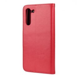 Peňaženkové puzdro Embossing Pattern Motýľ a kvet červené – Samsung Galaxy S21 FE | Lacné Kryty Lacné Kryty | Peňaženkové puzdro Embossing Pattern Motýľ a kvet červené – Samsung Galaxy S21 FE | Lacné Kryty