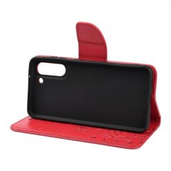Peňaženkové puzdro Embossing Pattern Motýľ a kvet červené – Samsung Galaxy S21 FE | Lacné Kryty Lacné Kryty | Peňaženkové puzdro Embossing Pattern Motýľ a kvet červené – Samsung Galaxy S21 FE | Lacné Kryty