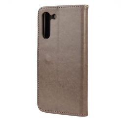 Lacné Kryty | Peňaženkové puzdro Embossing Pattern Motýľ a kvet hnedé – Samsung Galaxy S21 FE | Lacné Kryty