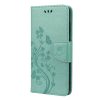 Lacné Kryty | Peňaženkové puzdro Embossing Pattern Motýľ a kvet modré – Samsung Galaxy S21 FE | Lacné Kryty