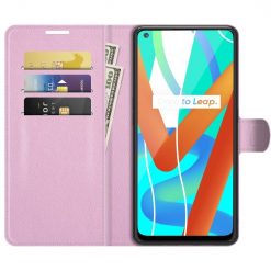 Peňaženkové puzdro Litchi bledoružové – Realme 8 5G | Lacné Kryty Lacné Kryty | Peňaženkové puzdro Litchi bledoružové – Realme 8 5G | Lacné Kryty