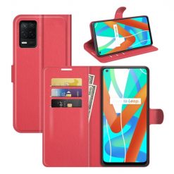 Lacné Kryty | Peňaženkové puzdro Litchi červené – Realme 8 5G | Lacné Kryty