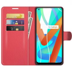 Lacné Kryty | Peňaženkové puzdro Litchi červené – Realme 8 5G | Lacné Kryty